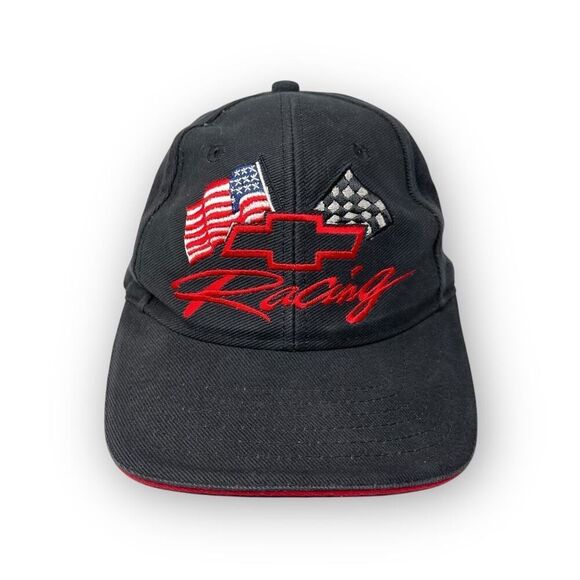 General Motors Chevrolet Chevy Racing Hat Cap American & Checkered Flags OSFM - Picture 1 of 8